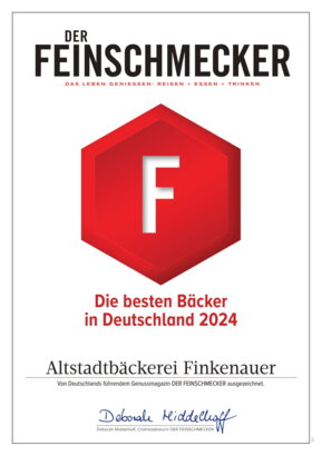 Feinschmecker-Urkunde 2024 der Altstadt Bäckerei Finkenauer